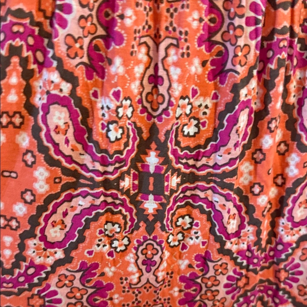St. John's Bay Pink and Orange Paisley V-Neck Maxi Dress - Picture 4 of 6
